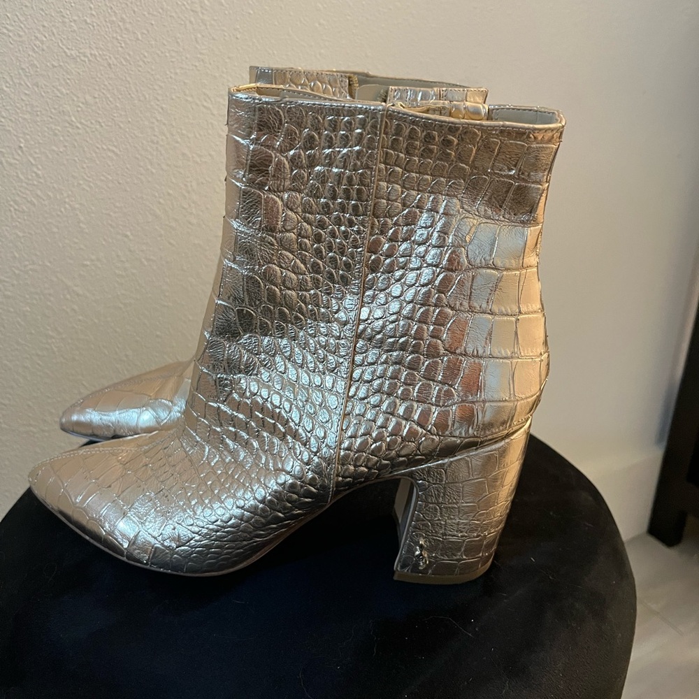 Sam Edelman gold croc embossed ankle boots